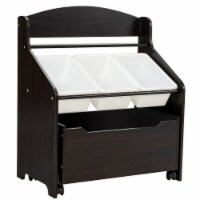 Costway Kids Wooden Toy Storage Unit Organizer w/Rolling Toy Box & Plastic Bins