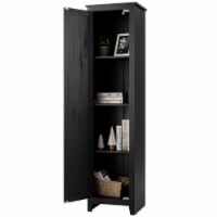 Costway Linen Tower Bathroom Storage Cabinet Tall Slim Side Organizer w/ Shelf White\
