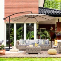 Costway 10FT Patio Offset Hanging Umbrella Easy Tilt Adjustment 8 Ribs Backyard Beige