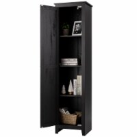 Costway Linen Tower Bathroom Storage Cabinet Tall Slim Side Organizer w/ Shelf White\