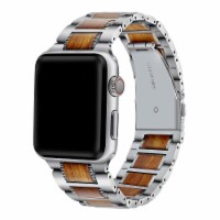 Wallace Silver Stainless Steel & Wood Band for Apple Watch 1,2,3,4,5,6 & SE - Size 42mm/44mm