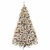 Costway 6ft/7.5ft/9ft Pre-Lit Premium Snow Flocked Hinged Artificial Christmas Tree with 250