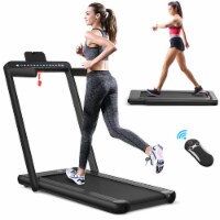 SuperFit 2.25HP 2 in 1 Dual Display Folding Treadmill Jogging Machine W/APP Control  Black