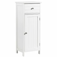 Costway Wooden Bathroom Floor Storage Cabinet Organizer with Drawer and Adjustable Shelf