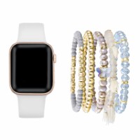 White Patent Band & Bracelet Bundle for Apple Watch Series 1,2,3,4,5,6 & SE -  Size 42mm/44mm