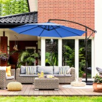 Costway 10FT Patio Offset Hanging Umbrella Easy Tilt Adjustment 8 Ribs Backyard Blue