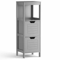 Costway Bathroom Wooden Floor Cabinet Multifunction Storage Rack Stand Organizer Gray