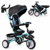 Costway 6-In-1 Kids Baby Stroller Tricycle Detachable Learning Toy Bike w/ Canopy