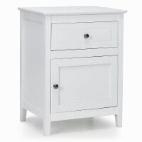Costway Nightstand Accent Side End Table Storage Cabinet w/Drawer White