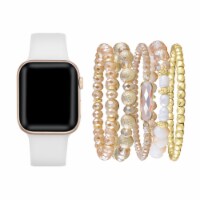 White Silicone Band & Bracelet Bundle for Apple Watch 1,2,3,4,5,6 & SE -  Size 42mm/44mm