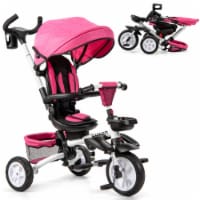 Costway 6-In-1 Kids Baby Stroller Tricycle Detachable Learning Toy Bike w/ Canopy