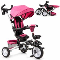 Costway 6-In-1 Kids Baby Stroller Tricycle Detachable Learning Toy Bike w/ Canopy