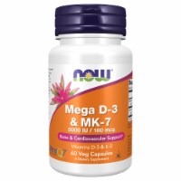 NOW Foods Mega D-3 & MK-7 Veg Capsules 180mcg