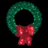 4 Metallic Wreath & Bow w/55 LEDC7 Lts - D492048
