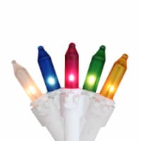 Vickerman 50-Count Multi-Color Frosted Mini Christmas Light Set, 16ft White Wire