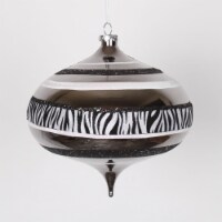 Vickerman Safari Black and White Zebra Stripes Onion Drop Christmas Ornament 8 (200mm)