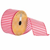 2.5  x 10yd White Red Nylon Stripe Wired - Q170060