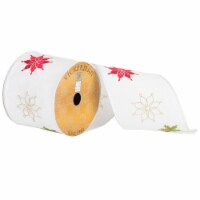 4  x 10yd Red Gold Grn Embr Snowflakes - Q172155