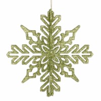 6  Lime 3D Glitter Snowflake 3/Bag