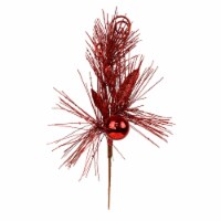 10  Red Orn Glitter Leaf Pick 12/Bg