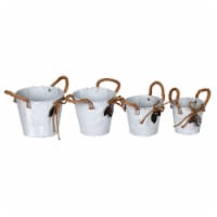 4-6  Tin Containers Burlap Handle Set/4 - FQ193208