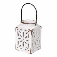 6.25  x 4  White Ceramic Candle Lantern - FQ191406
