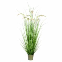 48  Green Cattail Grass In Iron Pot - TD190148