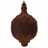 9  Chocolate Flockd Drop Finial Orn 2/Bg - MT196375D