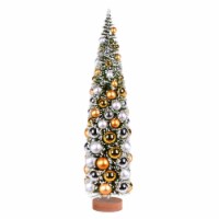 24  Frosted Green Tree Silver-Gold Balls