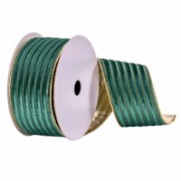 2.5 X10Yd Green Stripe Gold Back Ribbon