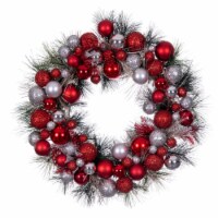 22  Red/Silver Deco Wreath