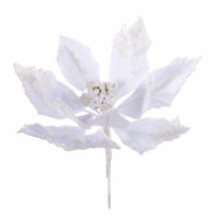 9  White Double Velvet Poinsettia Pick 2/Bag