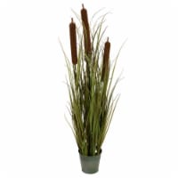 Vickerman TD190636 36 in. Brown Cattail Grass in Iron Pot, Green Perspective: Main