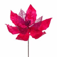 Vickerman QG227913 11 in. Glittr Mesh Poinsettia Spray, Hot Pink - 6 per Bag