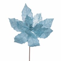 Vickerman QG227932 11 in. Glitr Mesh Poinsettia Spray, Baby Blue - 6 per Bag