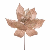 Vickerman QG227938 11 in. Glitr Mesh Poinsettia Spray, Champagne - 6 per Bag