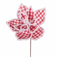 Vickerman QG228103 11 in. Plaid White Line Flower, Red & White - 6 per Bag