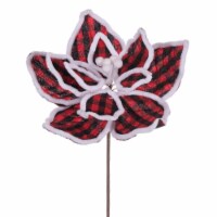 Vickerman QG228110 11 in. Plaid White Line Flower, Black & Red - 6 per Bag