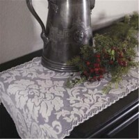 Downton Abbey HD-1449B Damask 14 x 49 in. Runner, Black