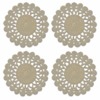 Heritage Lace CEL-0800NA-S 8 in. Crochet Envy Lacy Round Doily - Natural - Set of 4