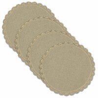 Heritage Lace CEPE-1200NA-S 12 in. Crochet Envy Petal Edge Round Doily - Natural - Set of 4