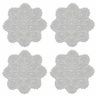 Heritage Lace CEPN-1200W-S 12 in. Crochet Envy Pineapple Round Doily - White - Set of 4