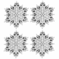 Heritage Lace SW-0900W-S Snowflake 9 in. Round Doily - White - Set of 4