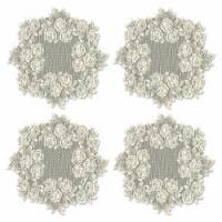 Heritage Lace TR-1500E-S Tea Rose 15 in. Round Doily - Ecru - Set of 4