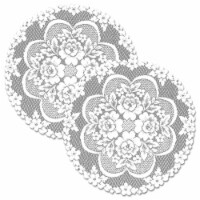 Heritage Lace VR-2000W-S Victorian Rose 19 in. Round Doily - White - Set of 2