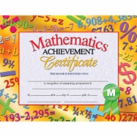 Assorted Publishers Mathematics Achievement Certificate 8-1/2  x 11  30/pkg HVA681