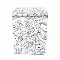 Home Outfitters Coloring Lidded Hamper, 4 Washable Markers