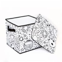 Home Outfitters Coloring Lidded Storage Cube, 4 Washable Markers, Space Print