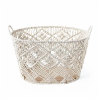 Home Outfitters S/3 Macrame Oval Cotton Rope Storage Bins, White