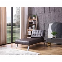 Nathaniel Home Payton Faux Leather Tufted Convertible Chaise Lounge in Brown